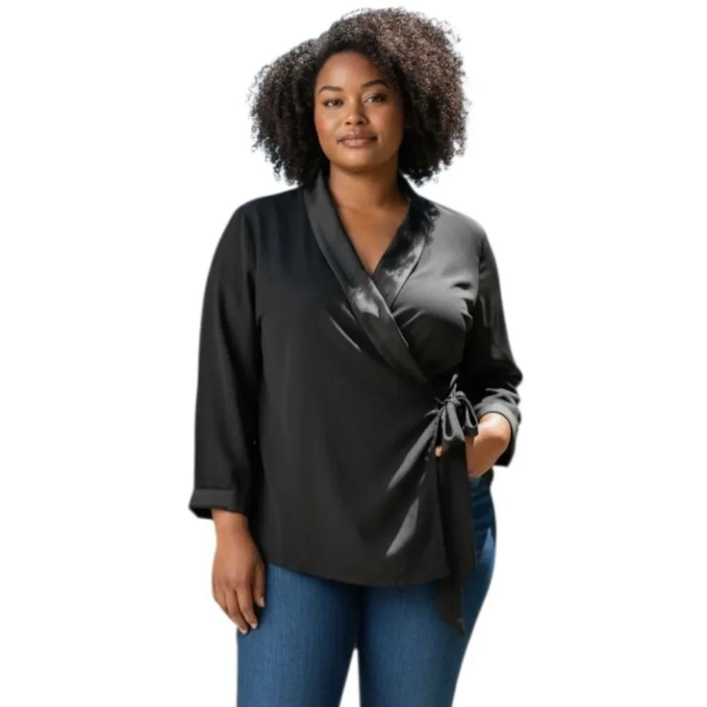 H&M CONSCIOUS COLLECTION BLACK WRAP BLAZER SZ.12 EUC.